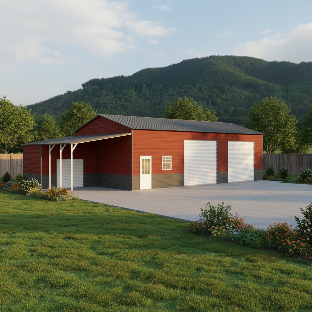 Custom steel garage with vertical roof — buy direct, installed nationwide