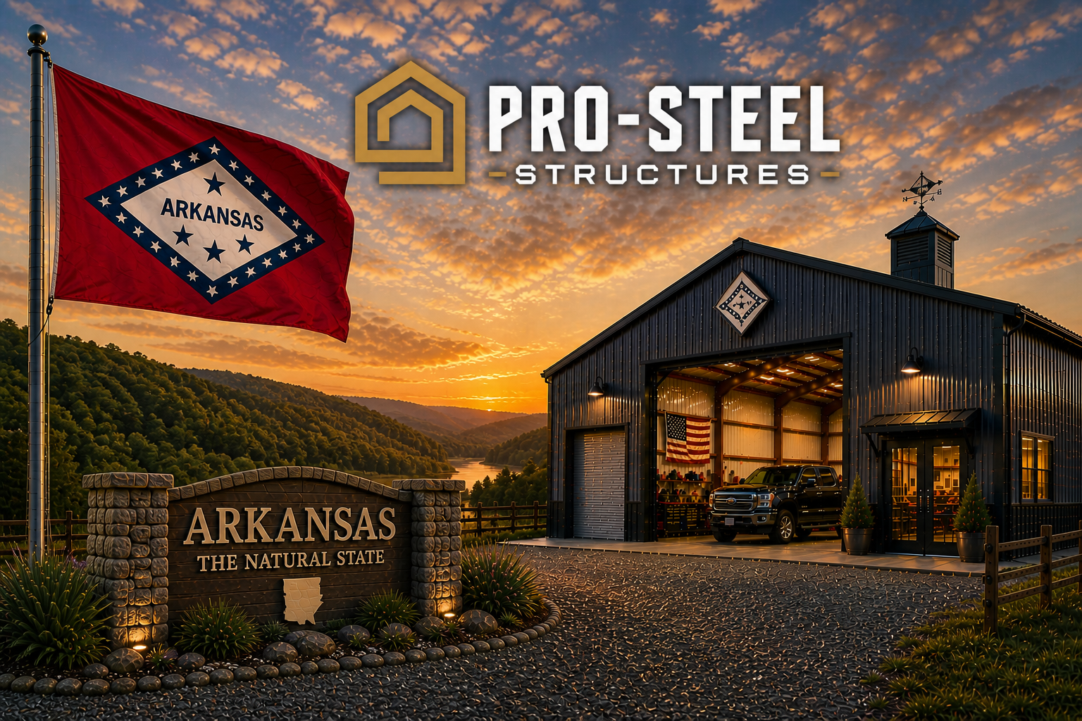 Custom metal buildings delivered and installed in Arkansas — steel garages and barns
