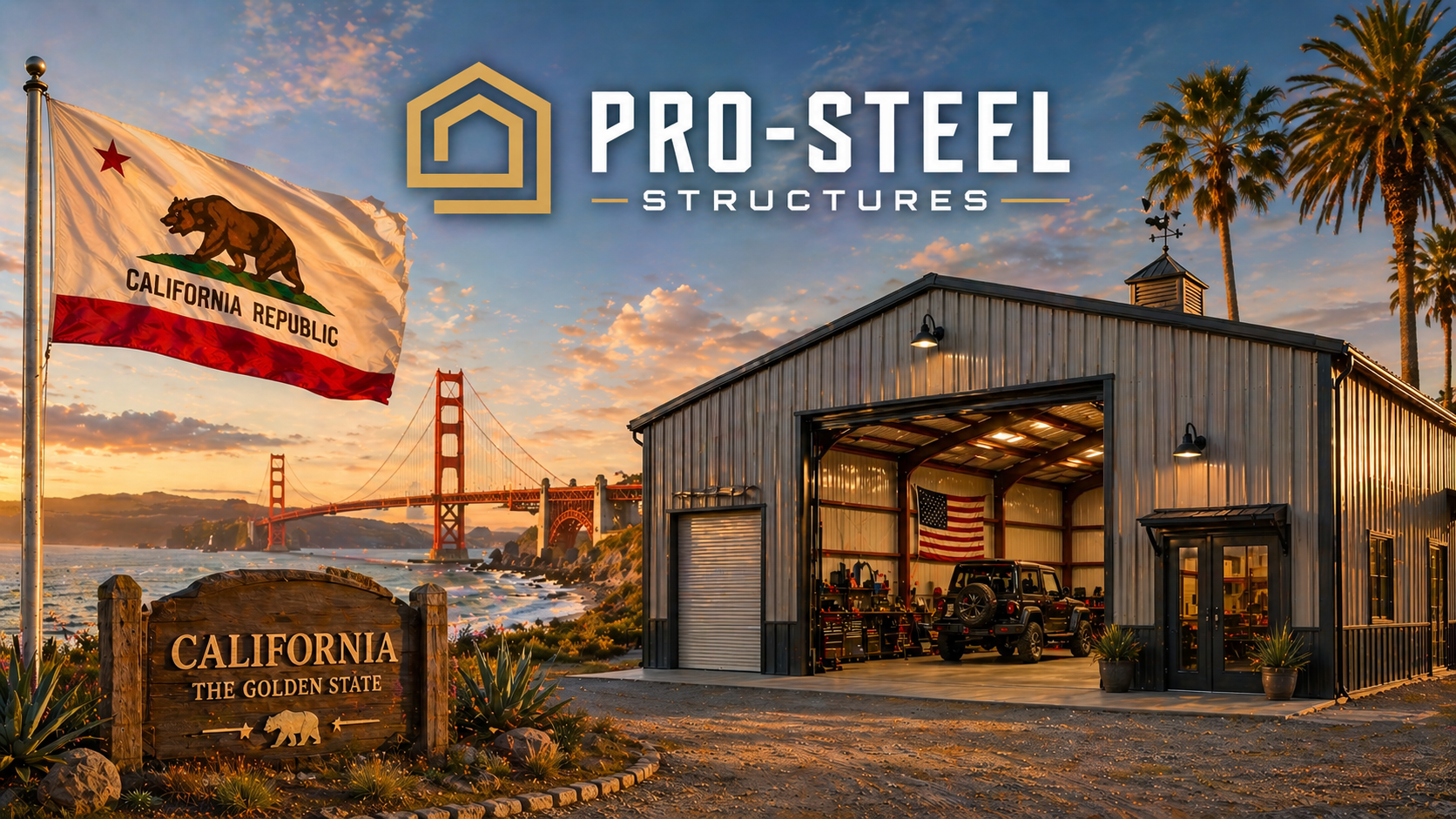 Custom metal buildings delivered and installed in California — steel garages and barns