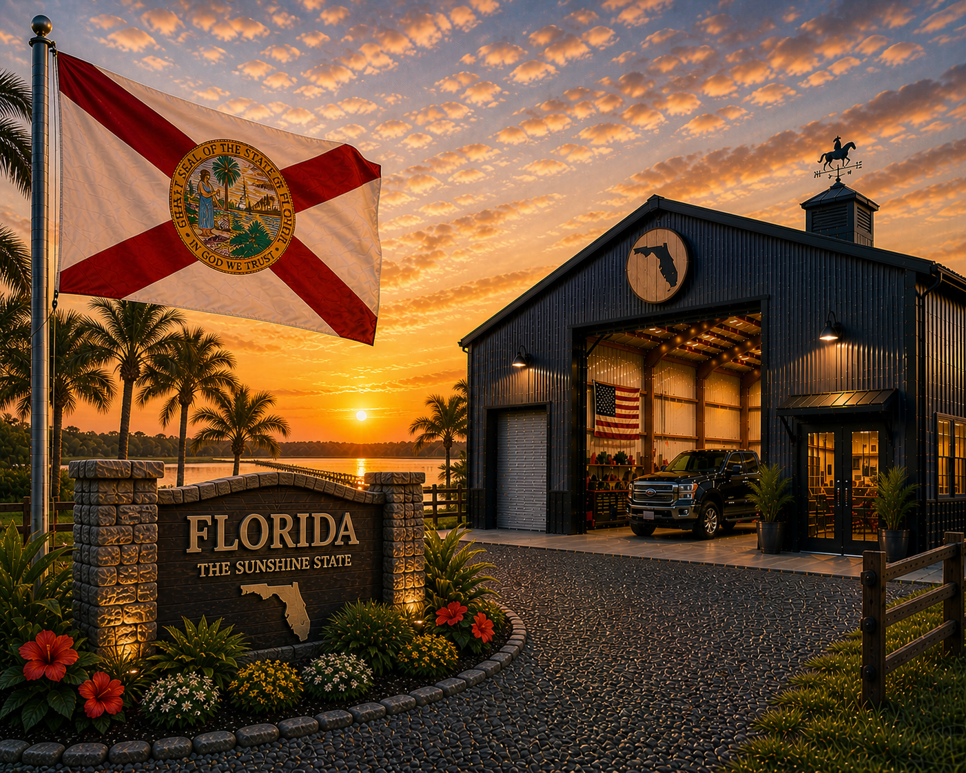 Custom metal buildings delivered and installed in Florida — steel garages and barns