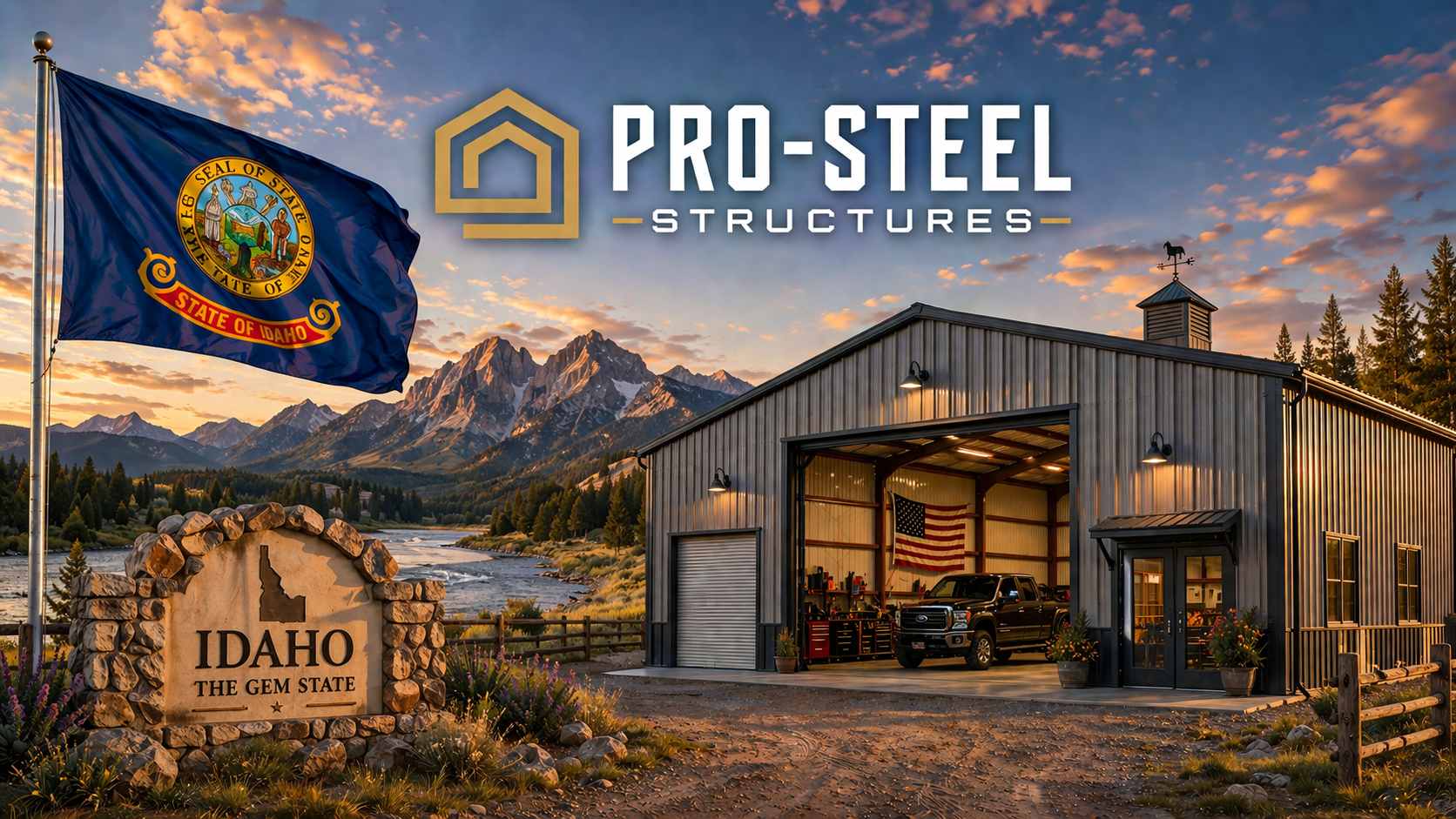 Custom metal buildings delivered and installed in Idaho — steel garages and barns