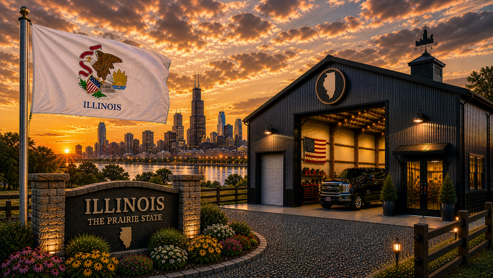 Custom metal buildings delivered and installed in Illinois — steel garages and barns
