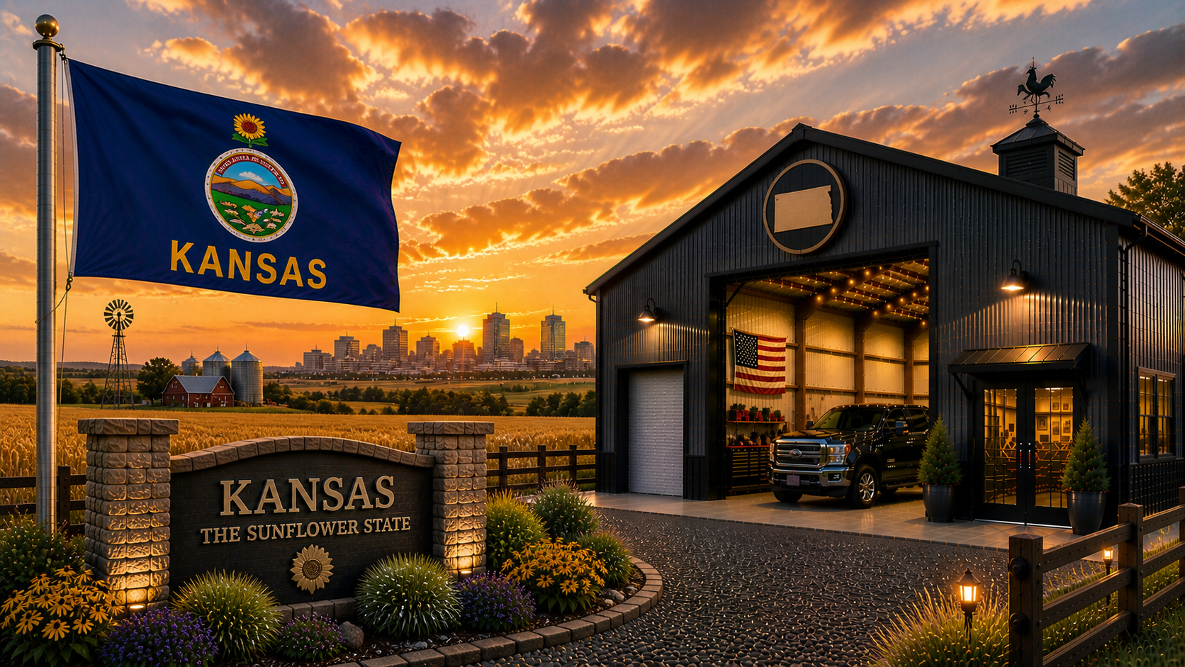 Custom metal buildings delivered and installed in Kansas — steel garages and barns