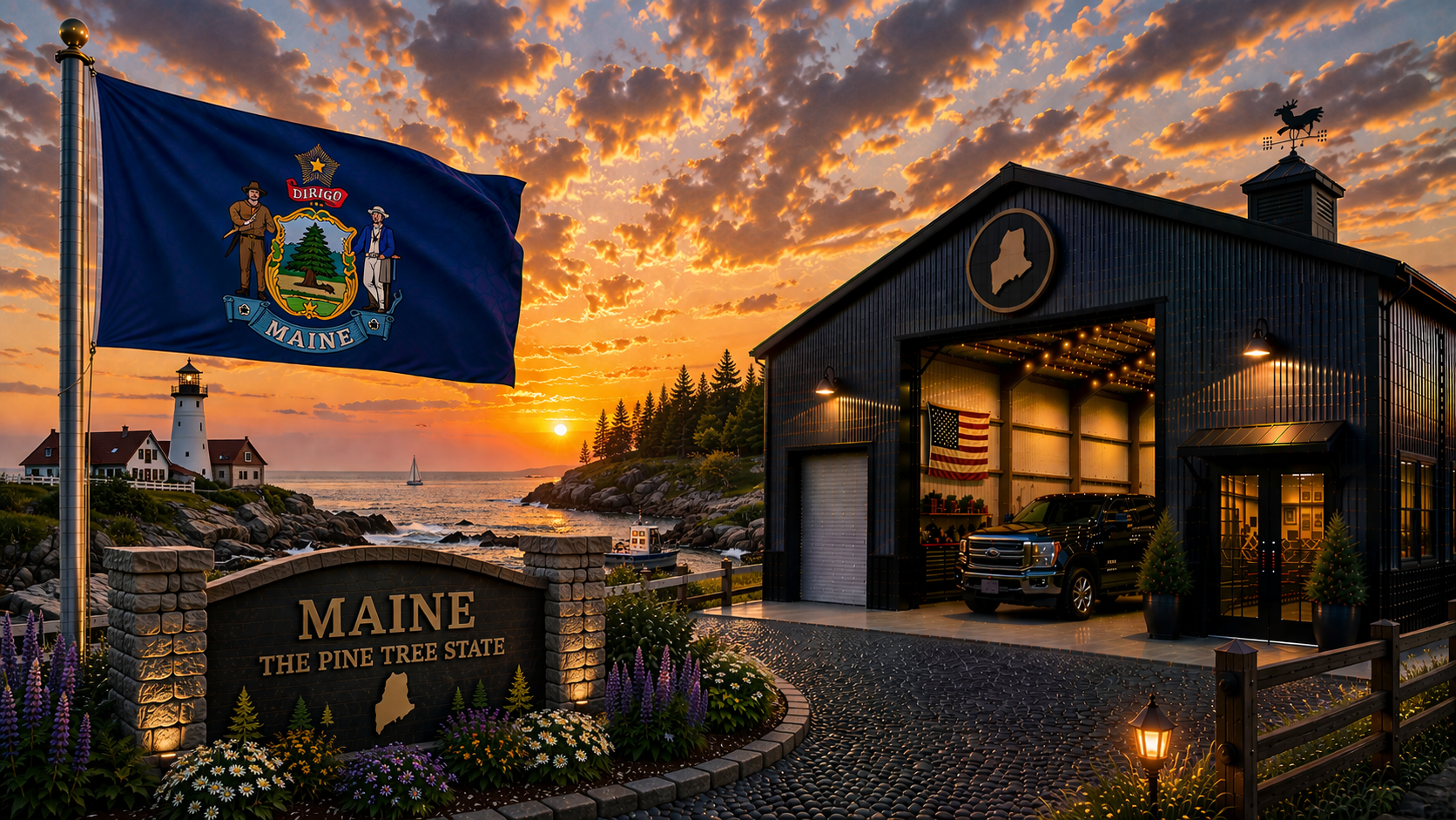 Custom metal buildings delivered and installed in Maine — steel garages and barns