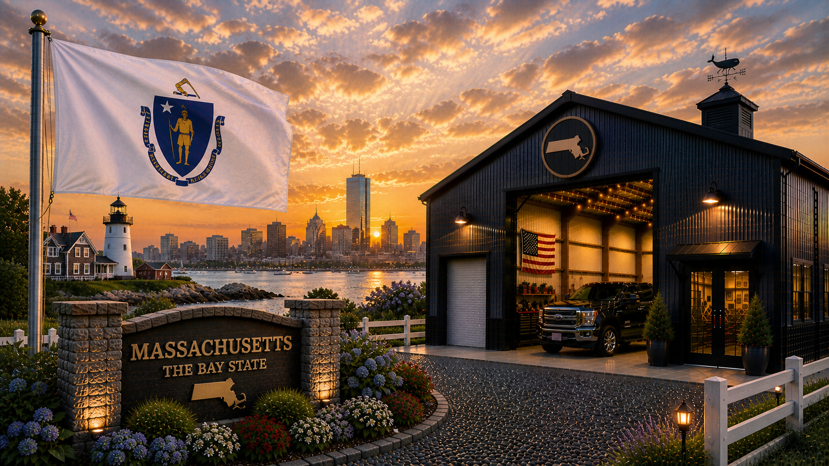 Custom metal buildings delivered and installed in Massachusetts — steel garages and barns