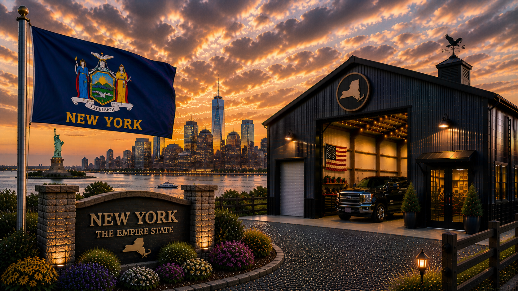 Custom metal buildings delivered and installed in New York — steel garages and barns