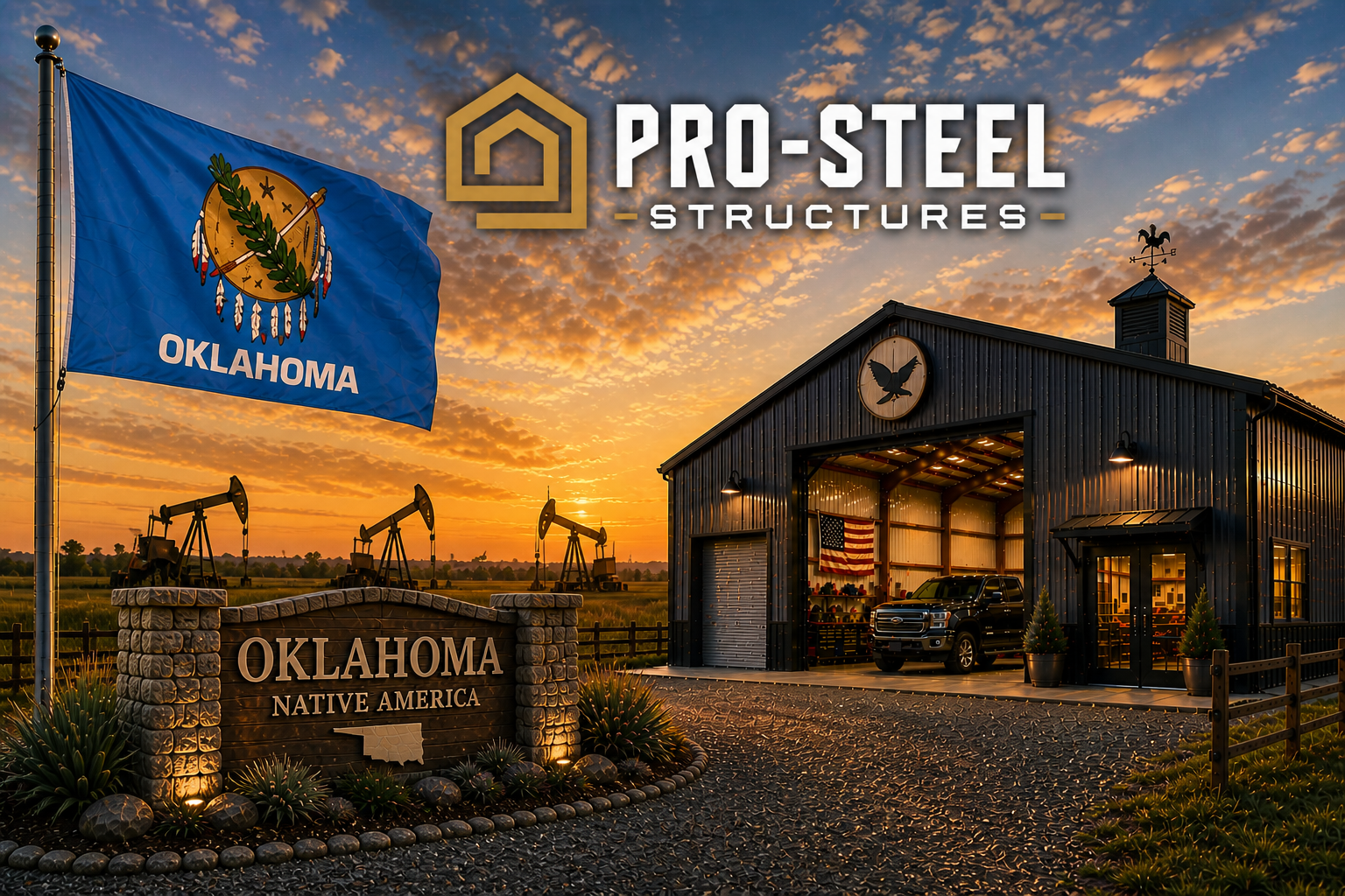 Custom metal buildings delivered and installed in Oklahoma — steel garages and barns