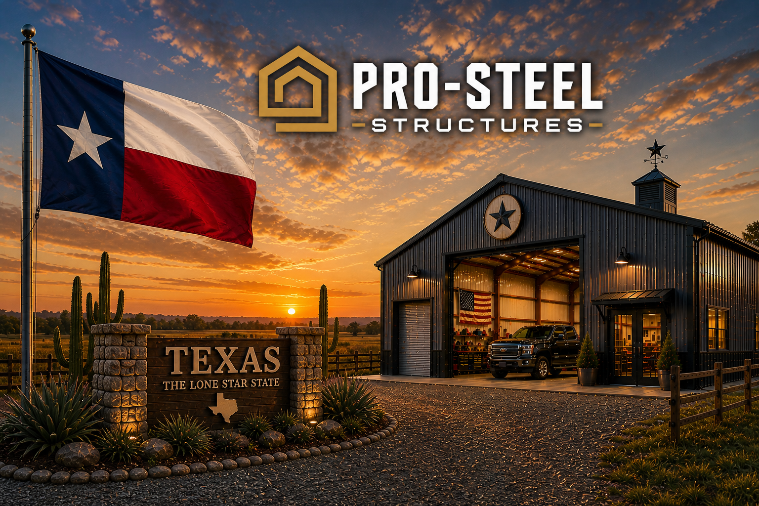 Custom metal buildings delivered and installed in Texas — steel garages and barns