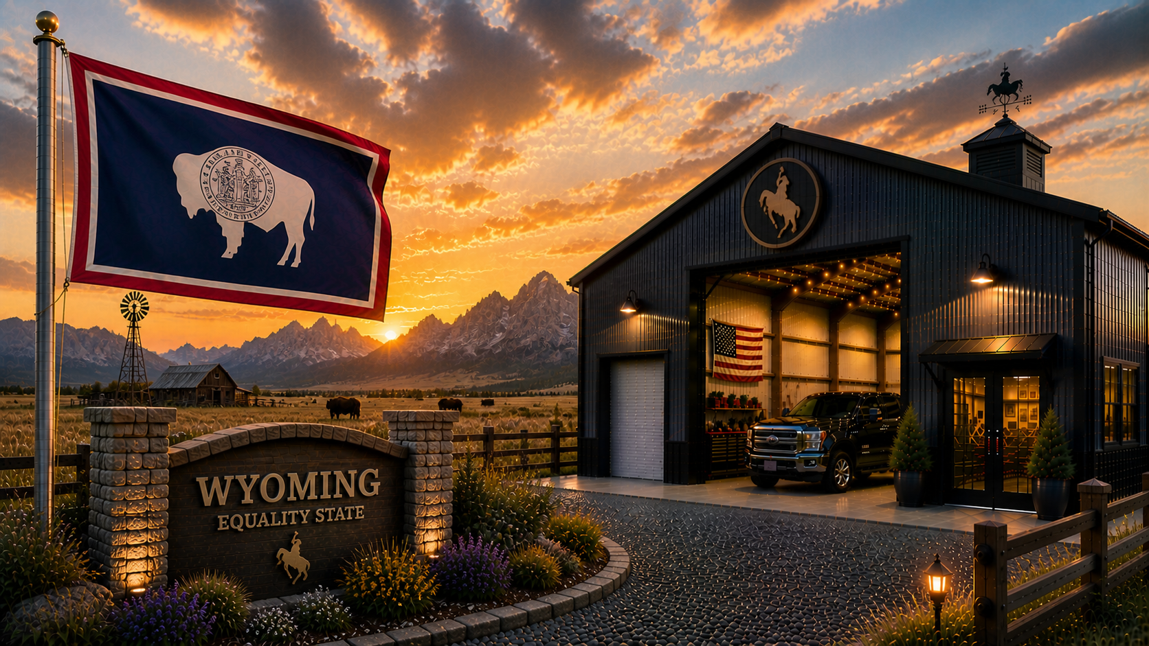 Custom metal buildings delivered and installed in Wyoming — steel garages and barns